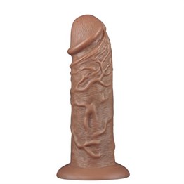 Yeni Nesil Çift Katmanlı 10 Titreşim Fonksiyonlu 26,6 cm Realistik Kalın Dildo Melez Penis