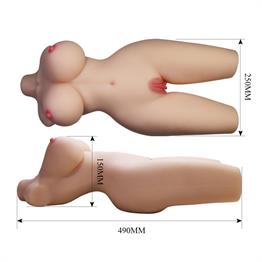 3 Boyutlu İki İşlevli Yarım Vücut Anal Vajinal Silikon Seksi Manken - Tiffany