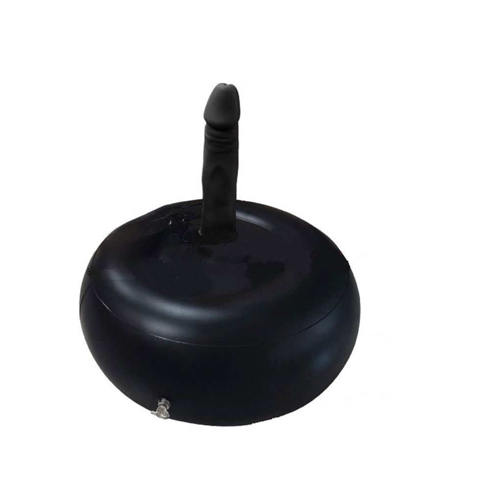 19 cm Realistik Siyah İnflatable Pilates Toplu Vibratör Penis