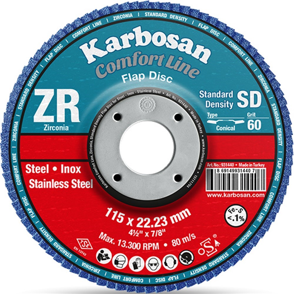 982825 KARBOSAN FLAP DİSK ZIMPARA 180/80 ZR 930480 KARBOSAN