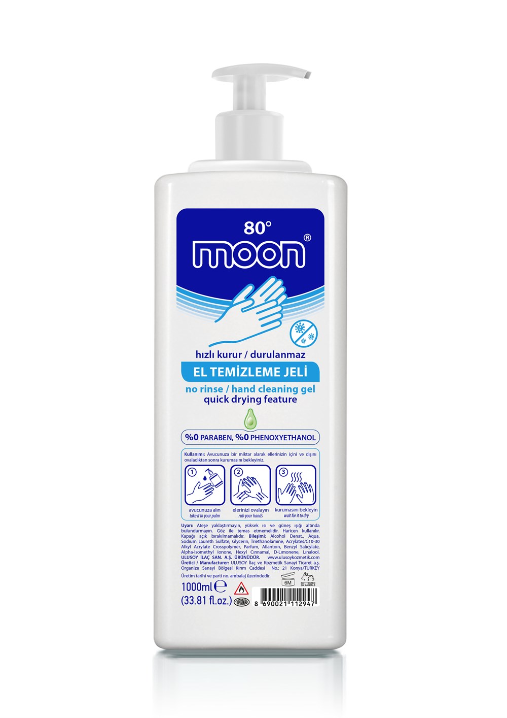 MOON EL TEMİZLEME JELİ 1000 ML POMPALI