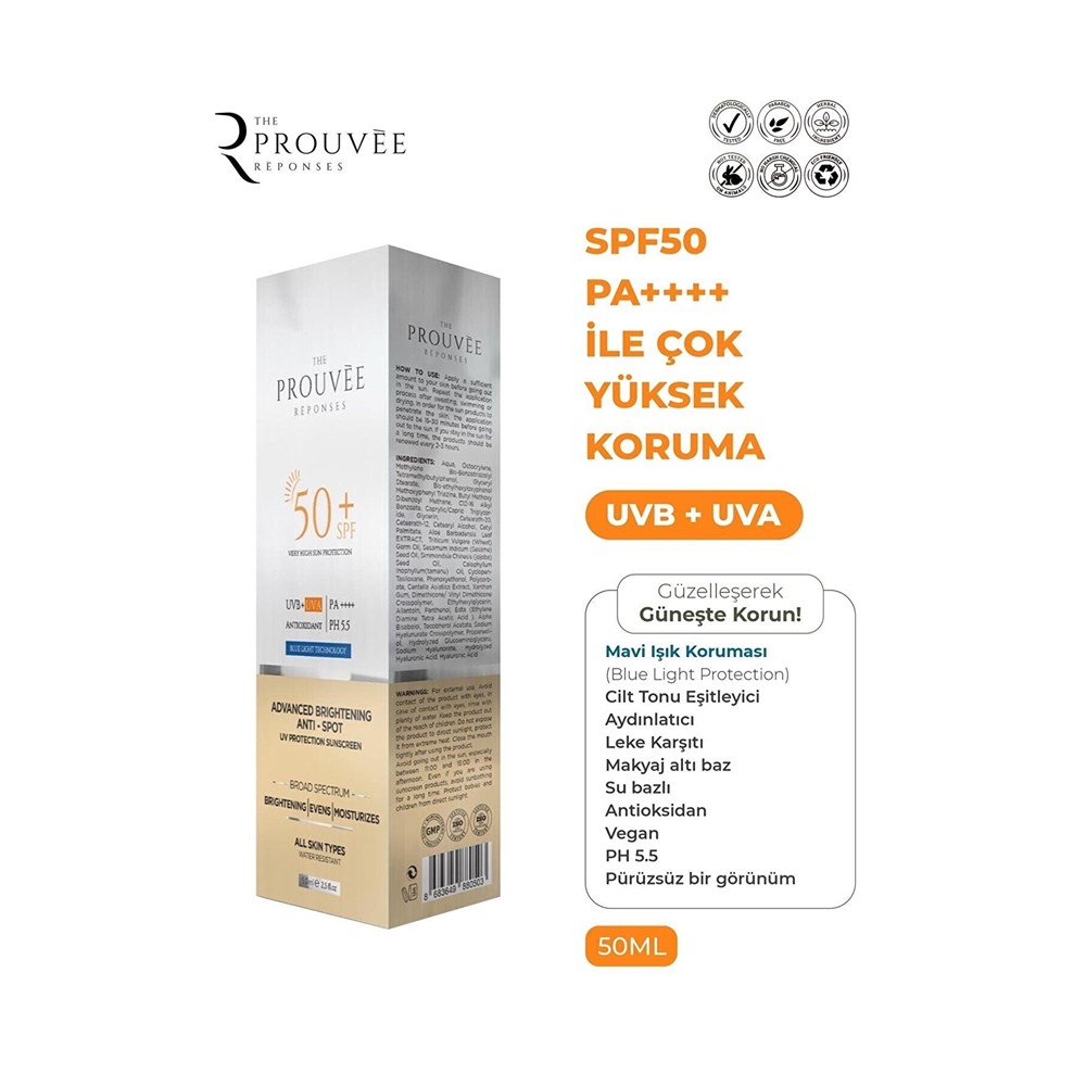 PROUVEE FK-50 GÜNEŞ KREMİ YÜZ 50 ML.