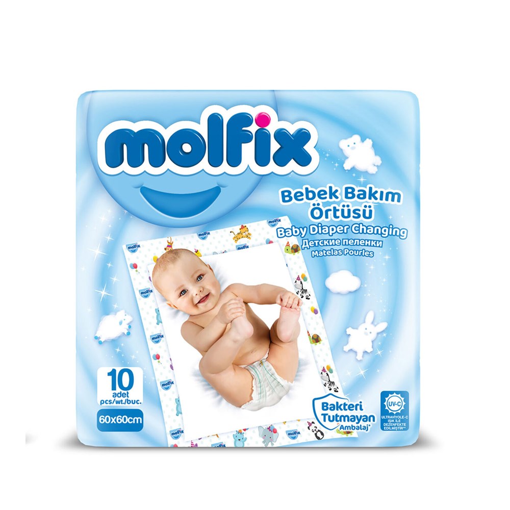 MOLFİX BEBEK BAKIM ÖRTÜSÜ 60 CM X 60 CM 10'LU