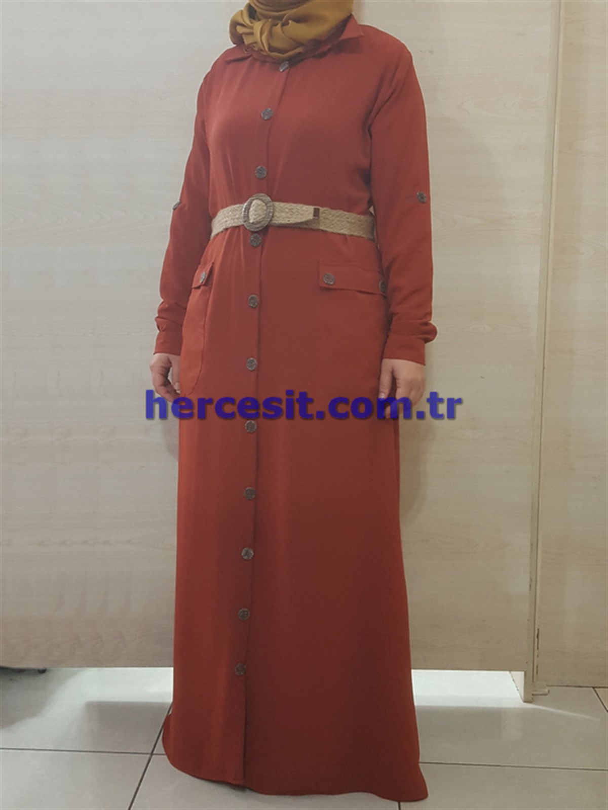 Ayrobin Hasır Kemerli Elbise