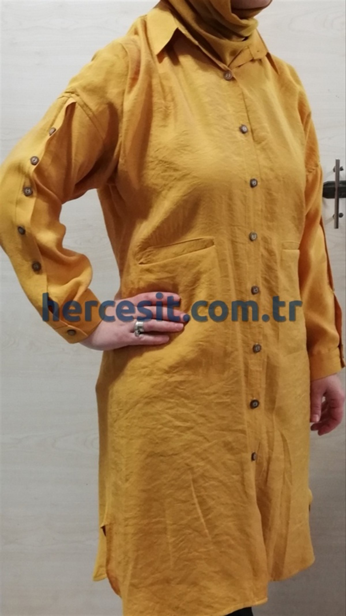 Bayan Düğme Modelli Gömlek Tunik