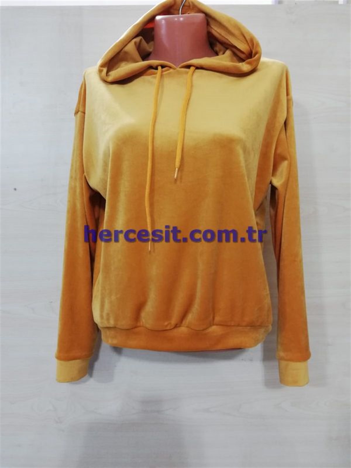 Smileface Kapşonlu Kadife Sweat