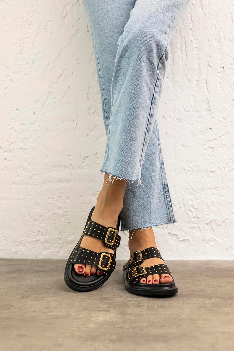 Siyah 4 cm Taban Kadın Terlik Daisy
