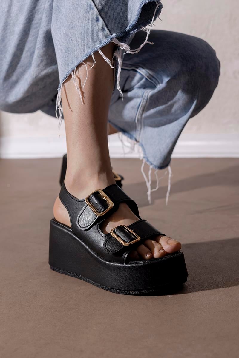 Siyah 6 cm Taban Kadın Terlik Desert