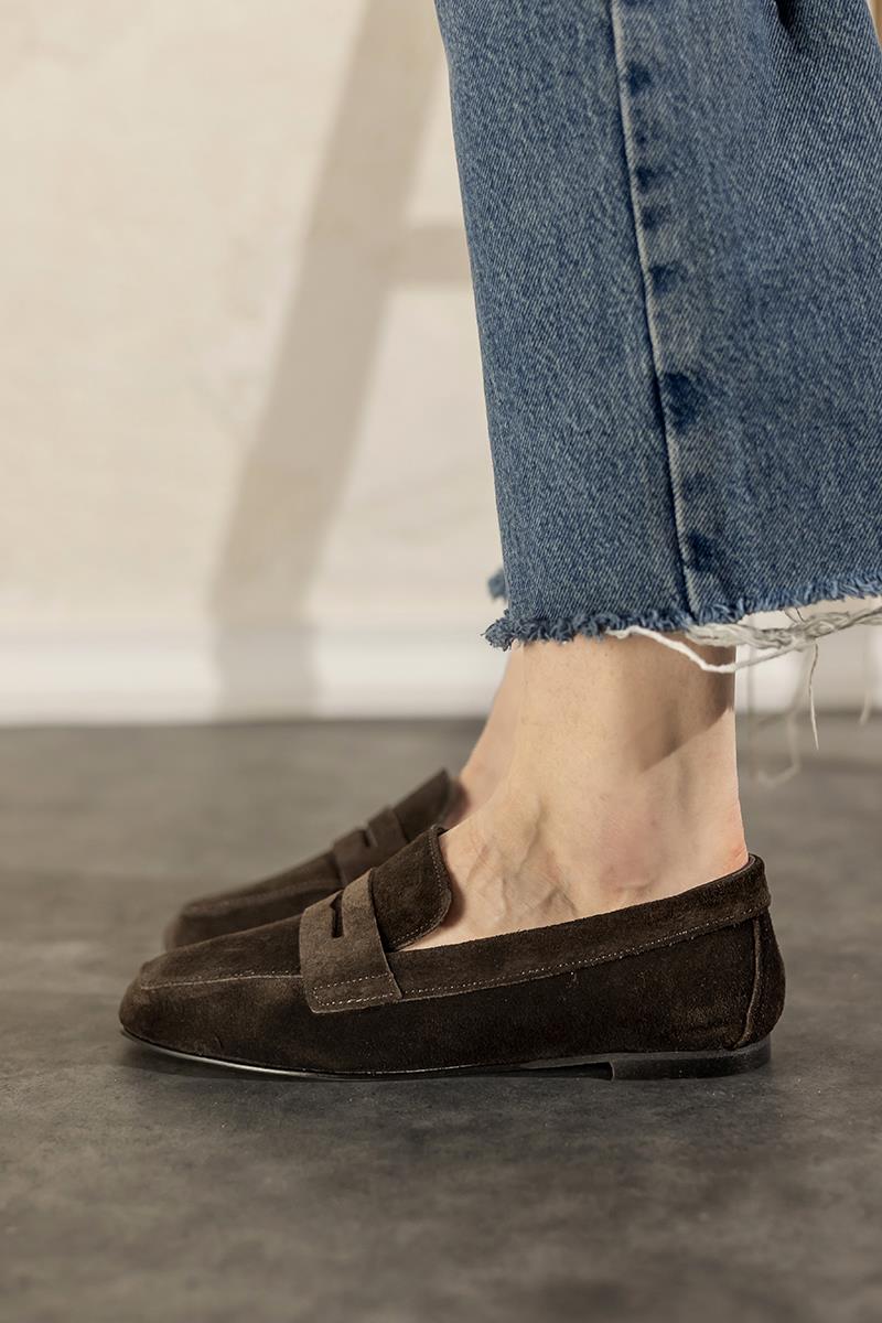 Acı Kahve Hakiki Süet Loafer Violin