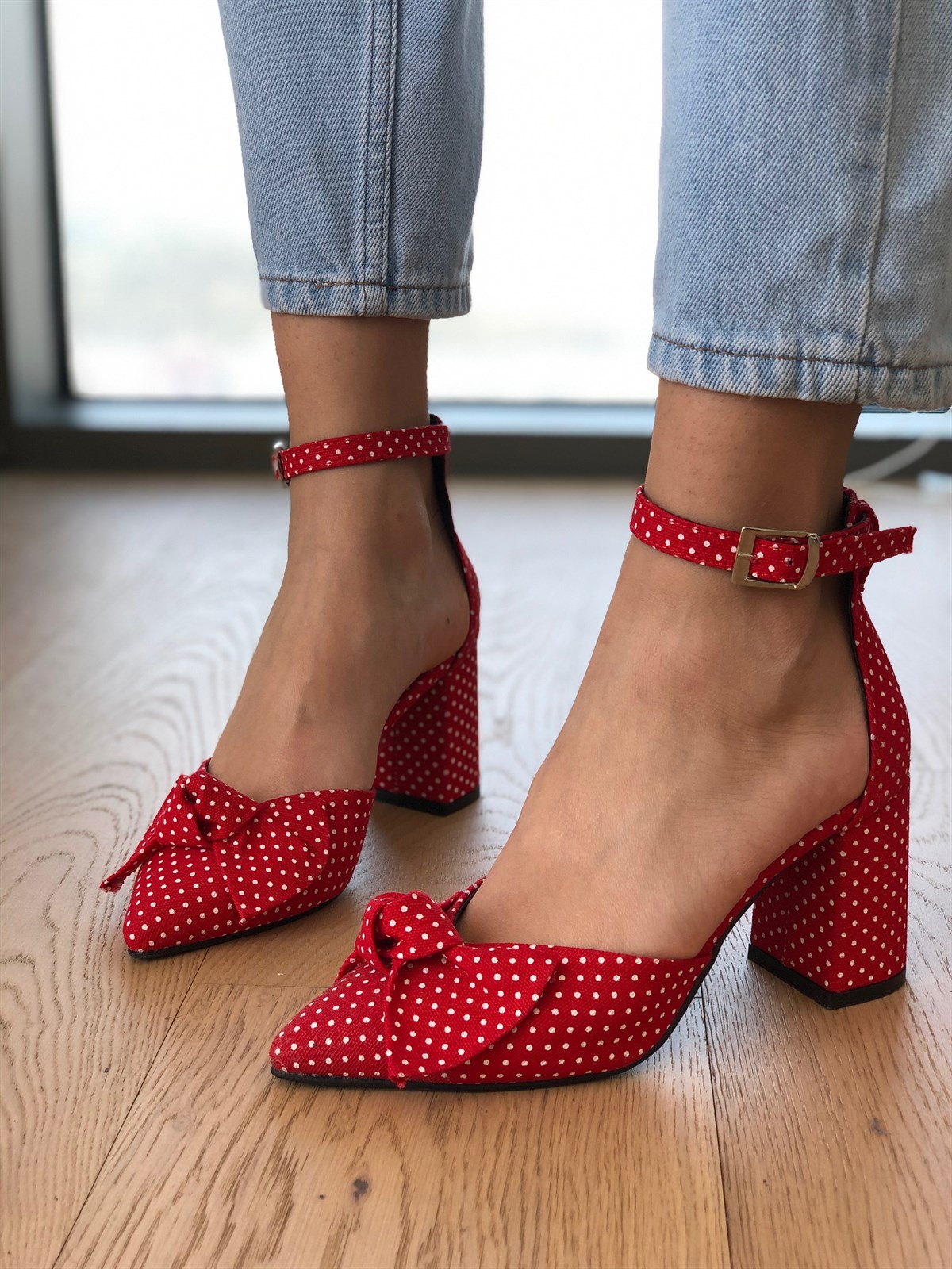 Kırmızı Kadın Topuklu Ayakkabı Hilton