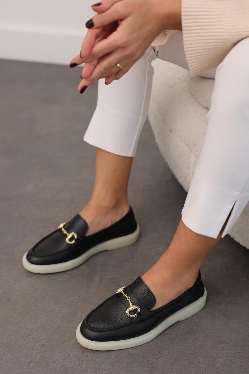 Siyah Mat Kadın Loafer  Ayakkabı Sofya