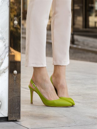 Fıstık Yeşili Mat 9 Cm Topuklu Ayakkabı Leila