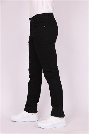 Erkek Siyah Slim Fit Dar Kesim Pamuk Denim Esnek Jean Kot Pantolon
