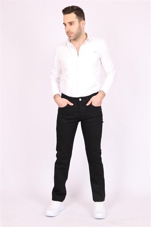 JEAN Erkek Siyah Slim Fit Dar Kesim Pamuk Denim Esnek Jean Kot PantolonACLASSICS