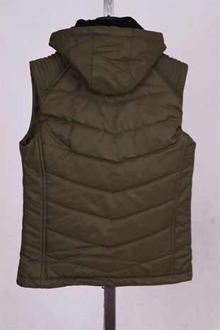 Yeşil Çıkartılabilir Kapüşonlu Su Geçirmez Unisex Şişme Yelek