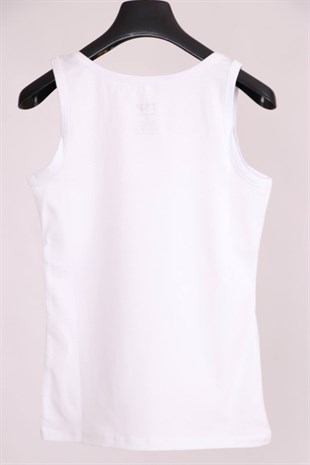 Beyaz Kalın Askılı Pamuk Slim Fit  Atlet  T-Shirt