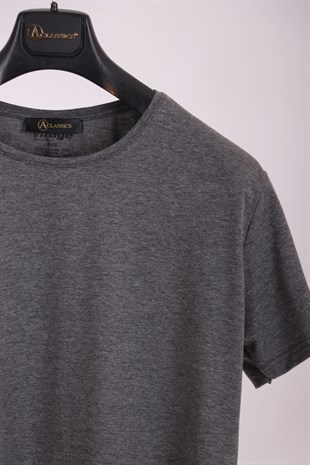 Erkek Füme Bisiklet Yaka Yumuşak Pamuk Basic T-shirt