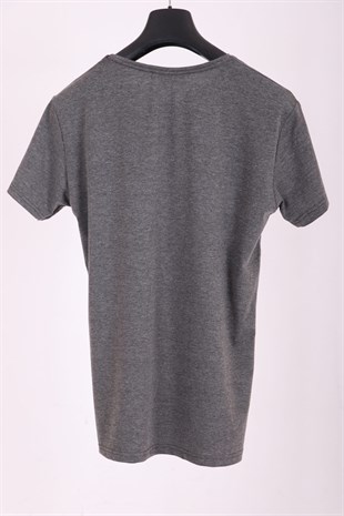 Erkek Füme Bisiklet Yaka Yumuşak Pamuk Basic T-shirt