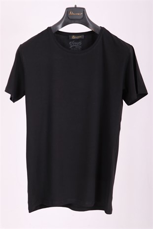 Erkek Gri Siyah Bisiklet Yaka Yumuşak Pamuk Basic 2li Paket T-shirt