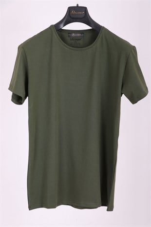 T-SHİRTErkek Haki Bisiklet Yaka Yumuşak Pamuk Basic T-shirtACLASSICS