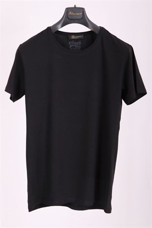 T-SHİRTErkek Siyah Bisiklet Yaka Yumuşak Pamuk Basic T-shirtACLASSICS