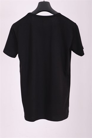 Erkek Siyah Bisiklet Yaka Yumuşak Pamuk Basic T-shirt