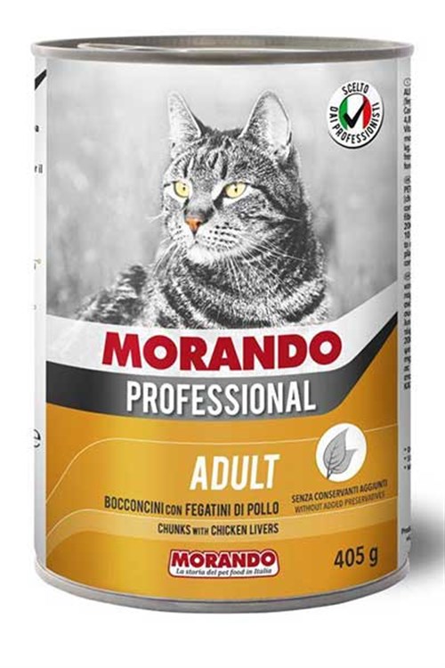 Morando Tavuklu ve Ciğerli Yetişkin Kedi Konservesi 24x405gr-mamayolda