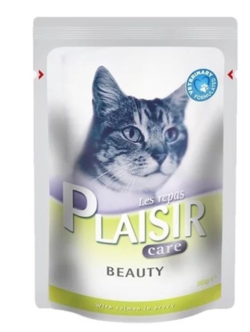 Plaisir Care Beauty Pouch Tüy Sağlığı Destekleyici Somonlu Yetişkin Kedi Konservesi 85gr-mamayolda