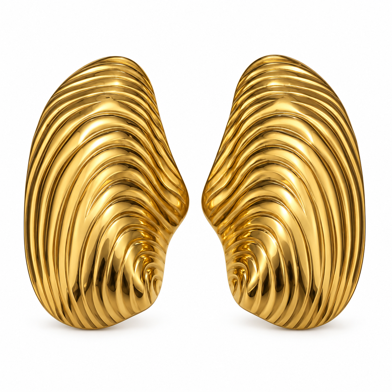 Gold Dalga Dokulu Küpe