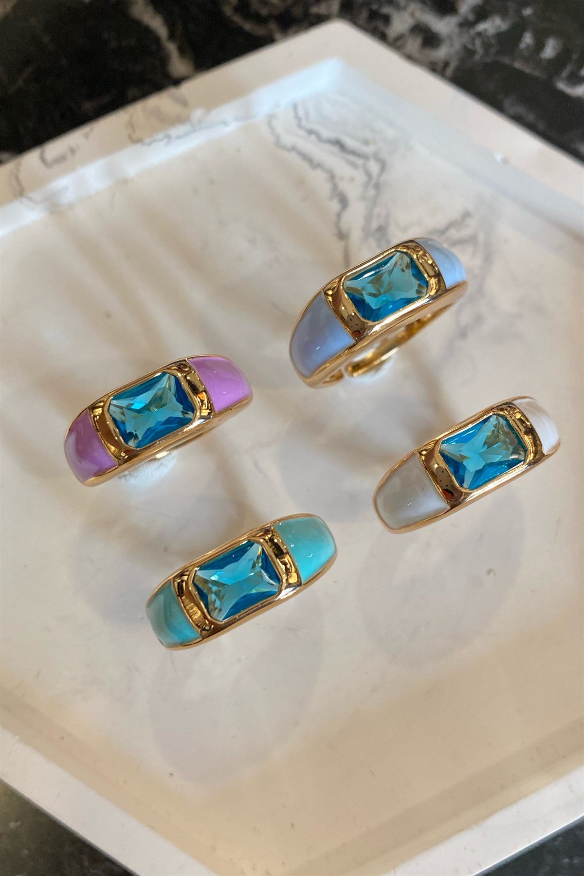 Renkli Mineli Yüzük 