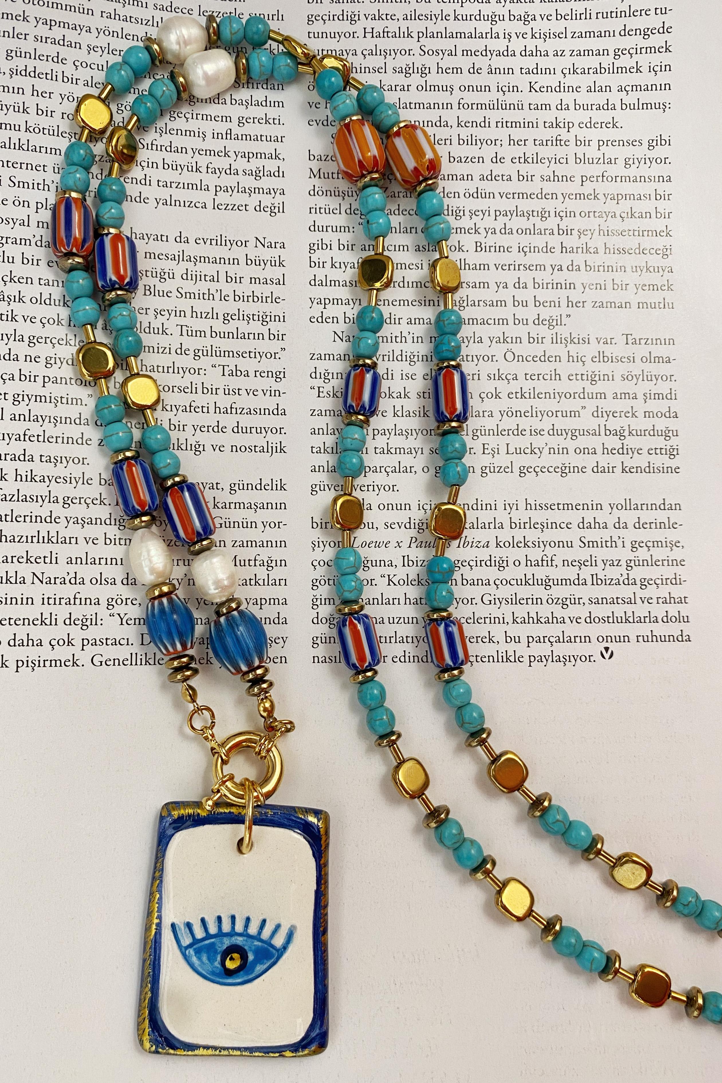 Seramik Göz Uzun Kolye 