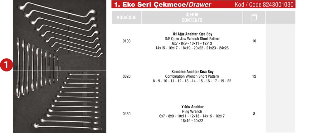 Takım Dolabı Eko Serisi Çekmece 1 | 8243001030 |  (T200063)