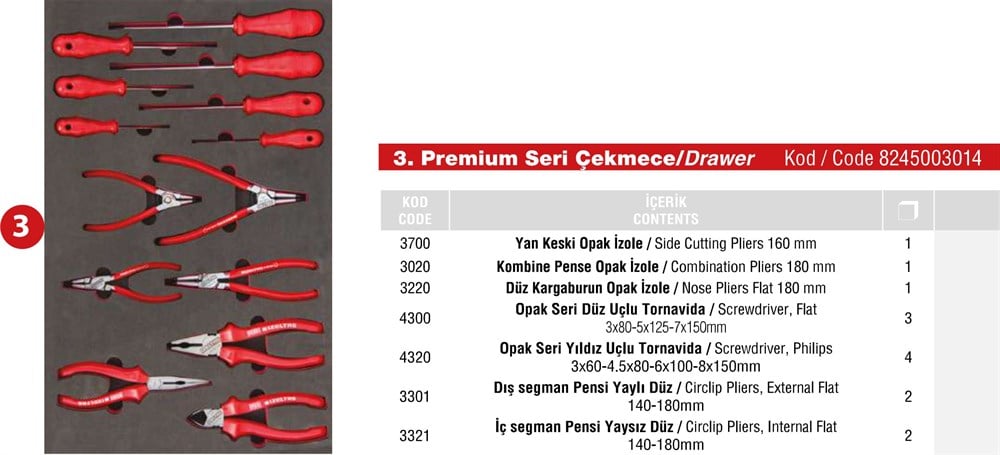 Takım Dolabı Premium Serisi Çekmece 3 | 8245003014 |  (T200025)
