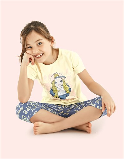 Donella Baskılı Kız Çocuk Yazlık Pijama Takımı - 10108