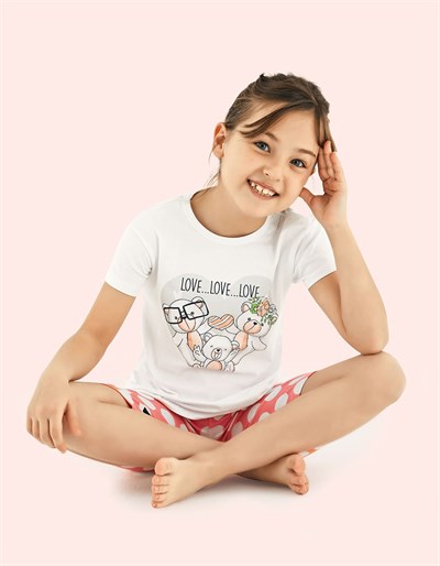Donella Baskılı Kız Çocuk Şortlu Pijama Takımı - 10124