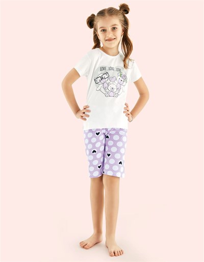 Donella Baskılı Kız Çocuk Şortlu Pijama Takımı - 10124