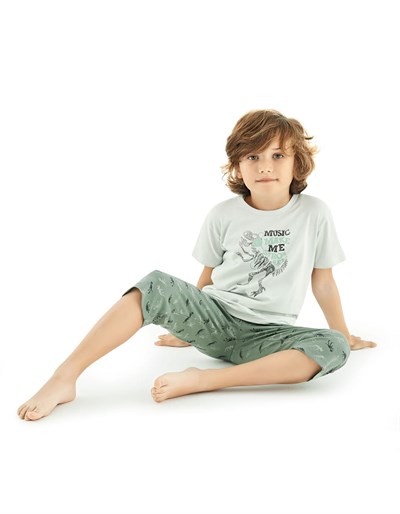 Donella Dinazor Baskılı Erkek Çocuk Yazlık Pijama Takımı - 11560
