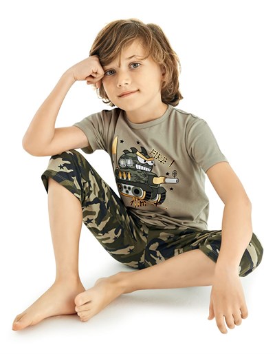 Donella Kamuflaj Desenli Erkek Çocuk Yazlık Pijama Takımı - 11556