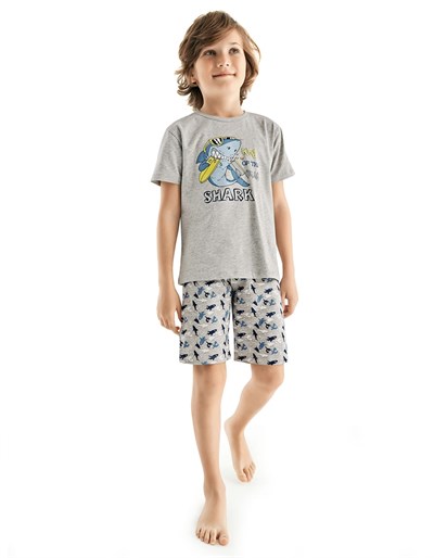Donella Shark Baskılı Erkek Çocuk Yazlık Pijama Takımı - 11559