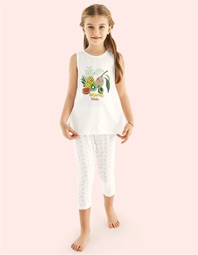 PijamaDonellaDonella Tropik Meyve Baskılı Kız Çocuk Yazlık Pijama Takımı