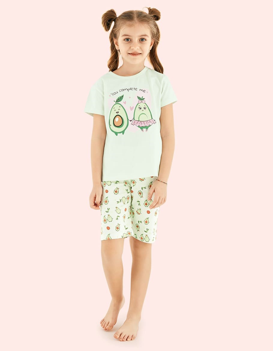 Donella Avokado Baskılı Kız Çocuk Yazlık Pijama Takımı - 10115