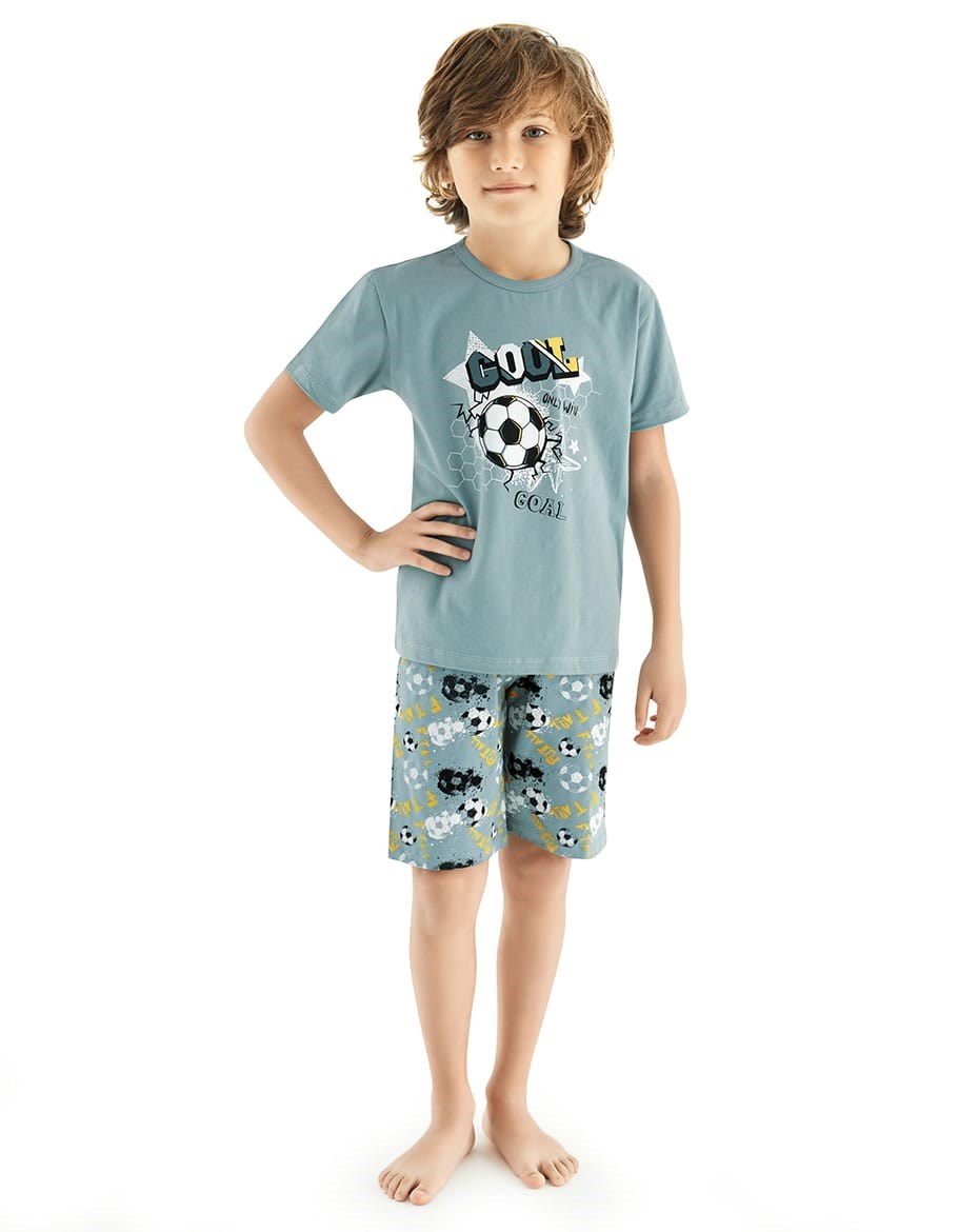 Donella Soccer Baskılı Erkek Çocuk Yazlık Pijama Takımı - 11555