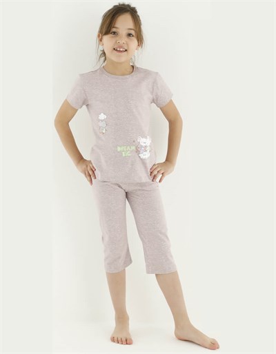 PijamaDonellaDonella Baskılı Kız Çocuk Yazlık Pijama Takımı - 10113