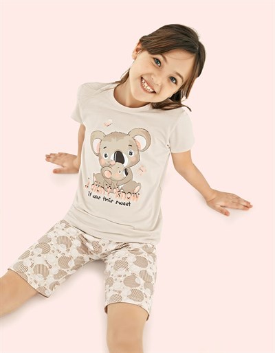 PijamaDonellaDonella Baskılı Kız Çocuk Yazlık Şortlu Pijama Takımı