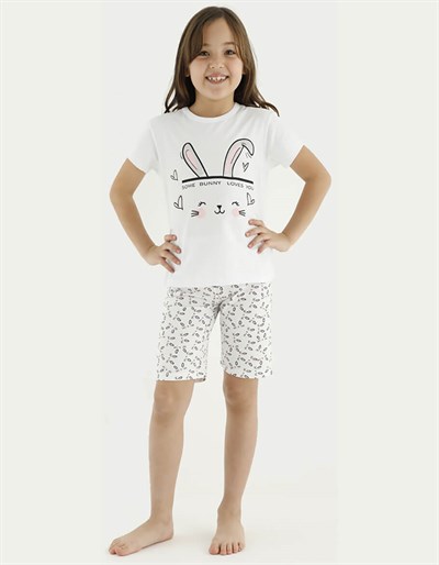 PijamaDonellaDonella Bunny Baskılı Kız Çocuk Yazlık Pijama Takımı