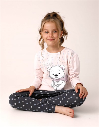 PijamaDonellaDonella Polar Bear Baskılı Kız Çocuk Pijama