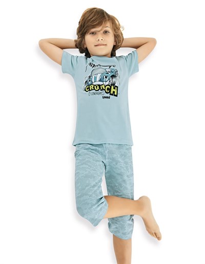 PijamaDonellaDonella Yarış Araba Baskılı Erkek Çocuk Yazlık Pijama Takımı
