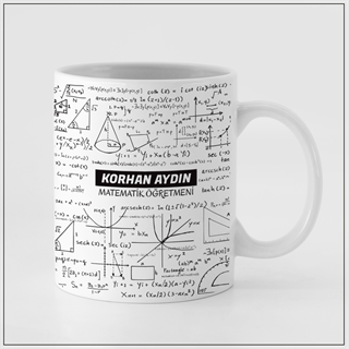 Matematik Öğretmeni Formüller Tasarımlı İsme Özel Kupa Bardak