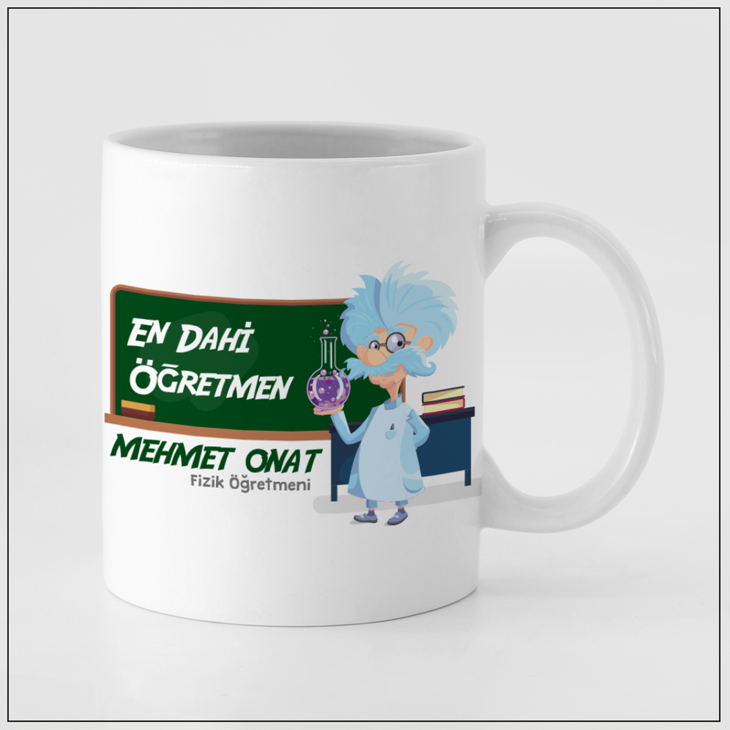 Fizik ve Fen Bilgisi Öğretmeni Karikatürlü İsme Özel Kupa Bardak