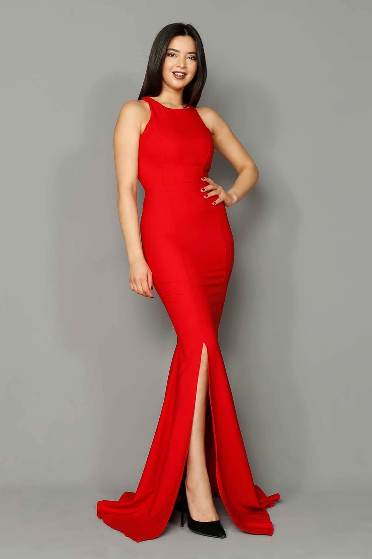 Kırmızı Tasarım Abiye Elbise - Moda Kapımda İle Kapınızda!